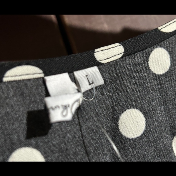 Dokuritu Polka Dot Midi Ruffled Wrap Dress Black/White Size L - NWT - Picture 14 of 16